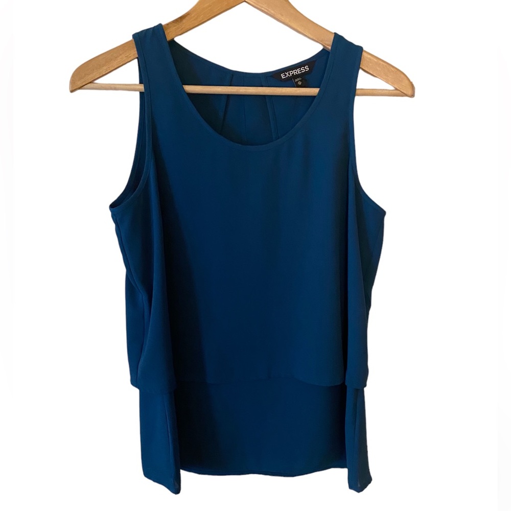 Express Royal Blue Fly Away Back Tank Top Sleeveless Blouse Size Extra Small